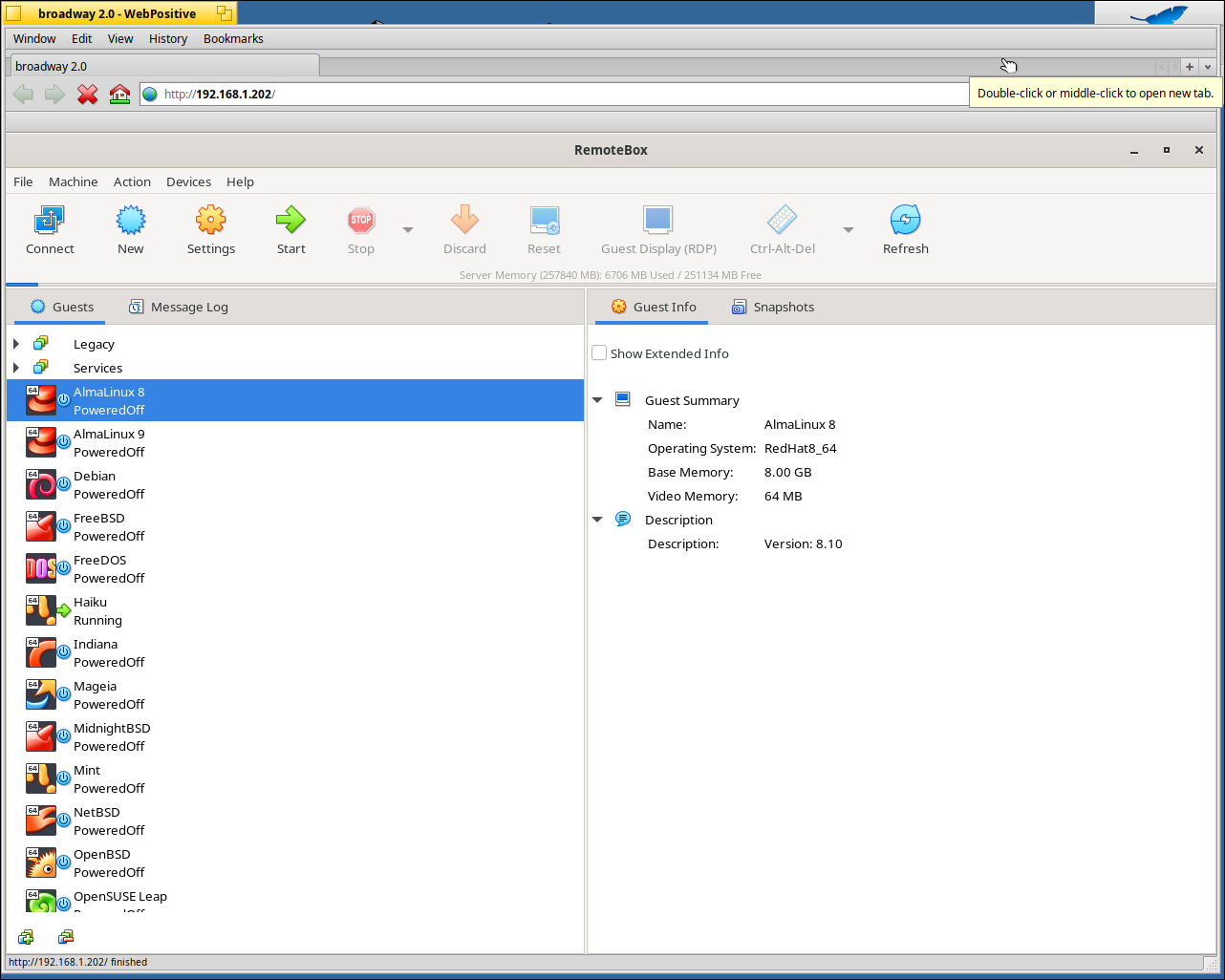 RemoteBox WA 3.5 on Haiku with Web Positive